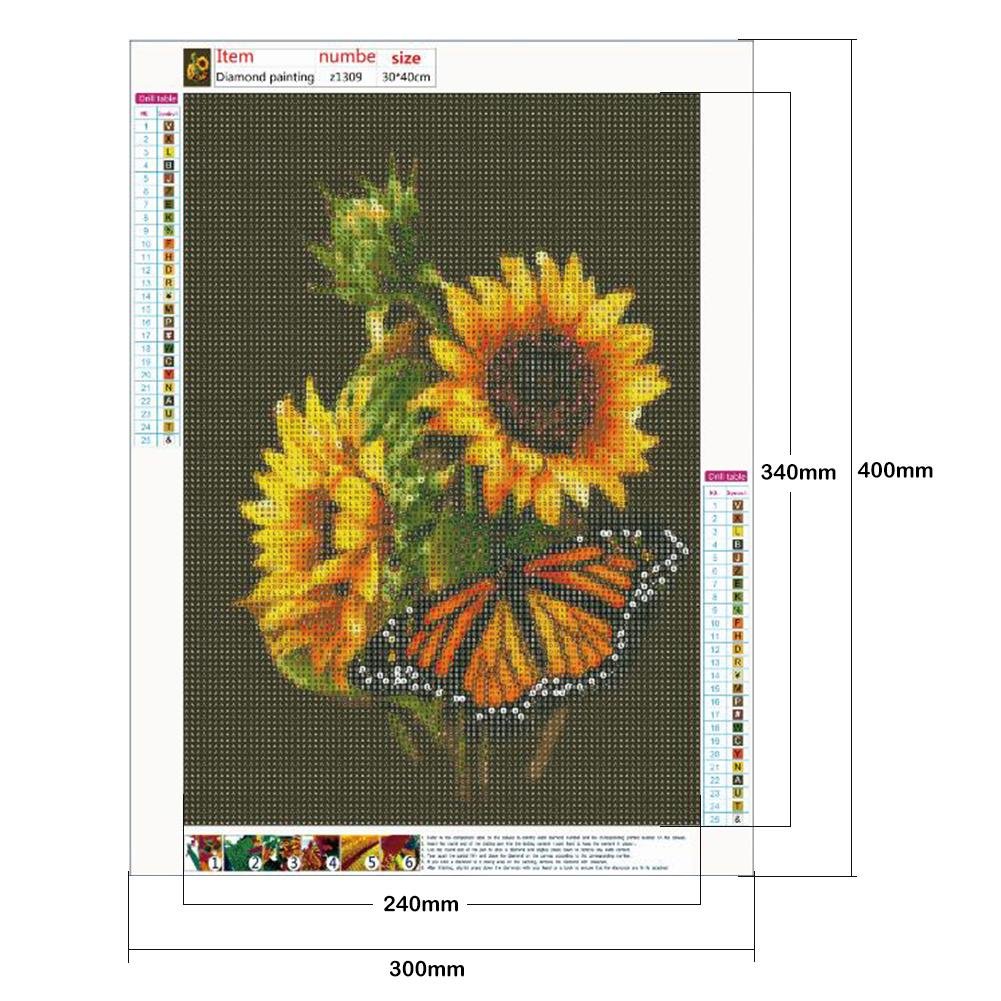 Diamond Painting - Full Round - Sunflower Butterfly A