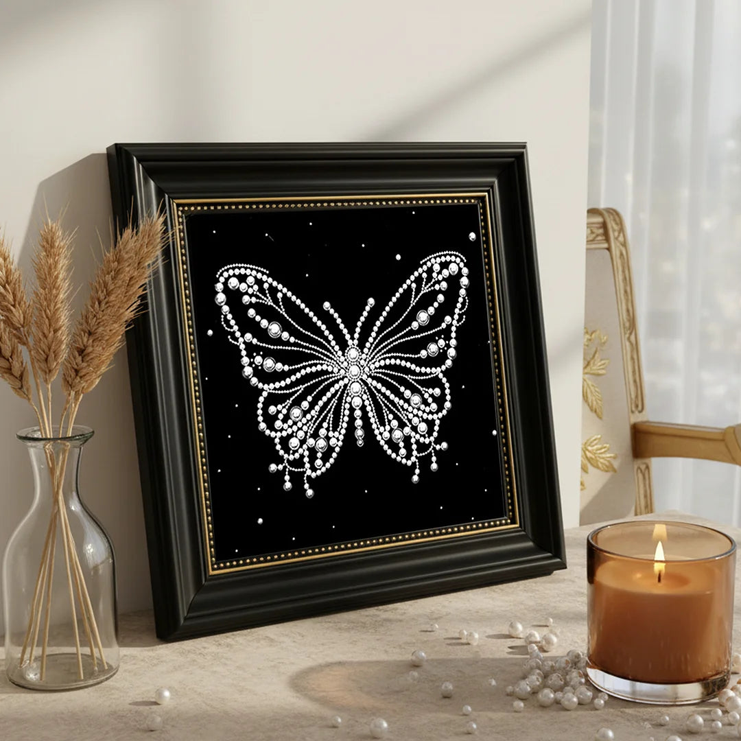 DIY Pearl Painting With Frame - Handmade Self-Adhesive Pearls - Butterfly (27*27cm)