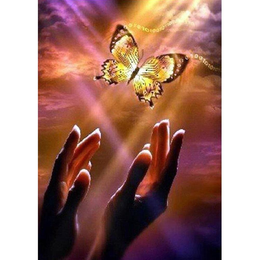 5D Diy Diamond Painting Kit Full Round Beads Hand Butterfly