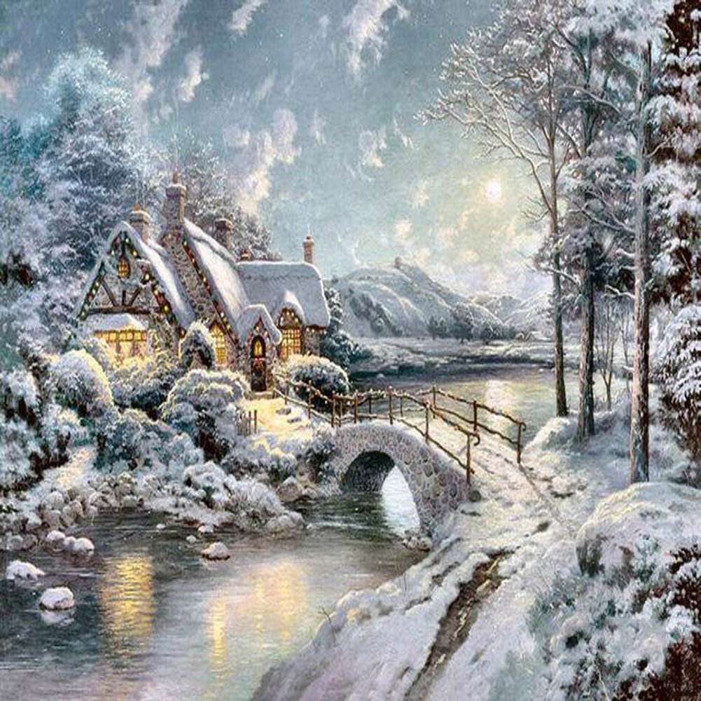 Diamond Painting - Full Round - Snow House 1
