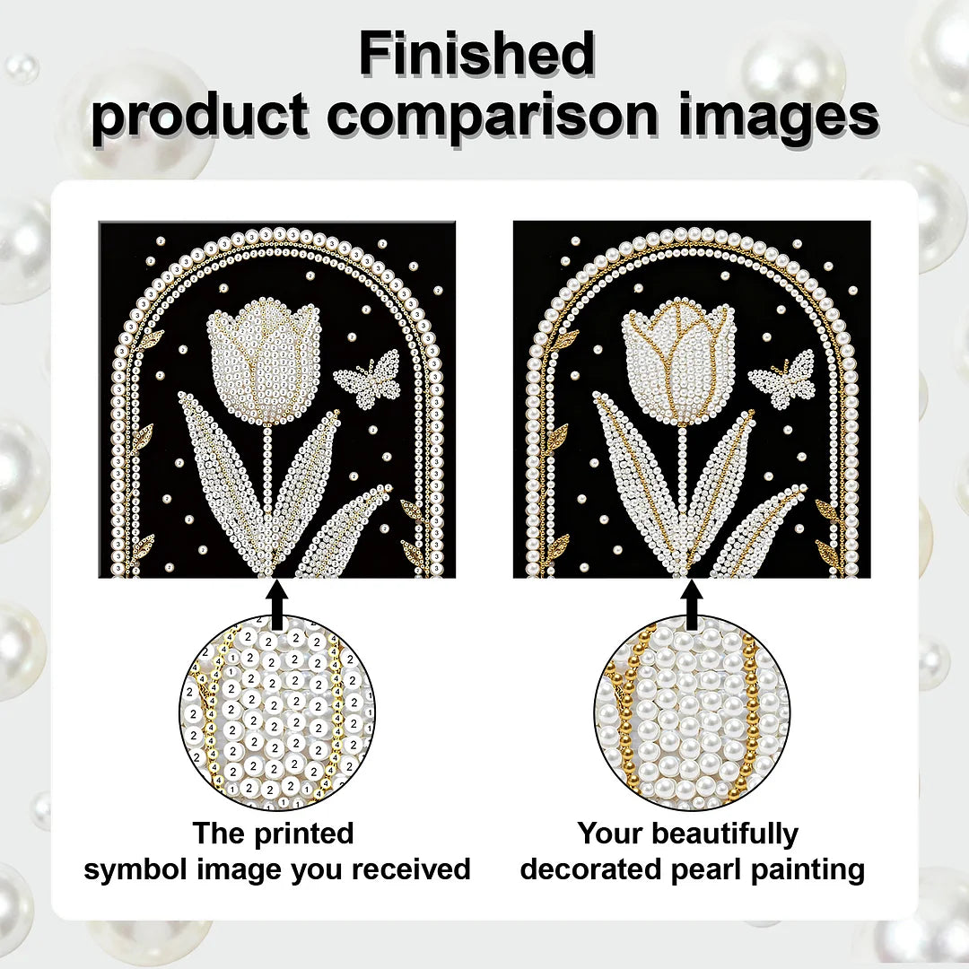 DIY Pearl Painting With Frame - Handmade Self-Adhesive Pearls - Tulip (25*25cm)