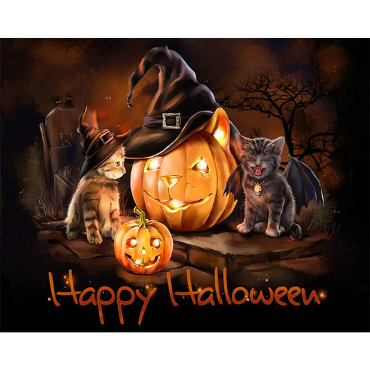 11ct Stamped Cross Stitch Halloween Cat (40*50cm)