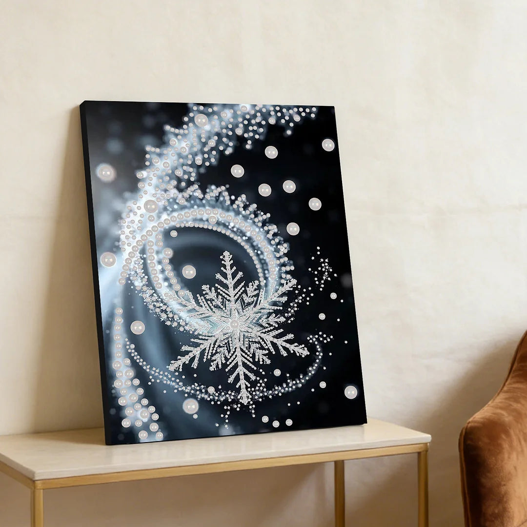 DIY Pearl Painting With Frame - Handmade Self-Adhesive Pearls - Snowflake (30*40cm) A