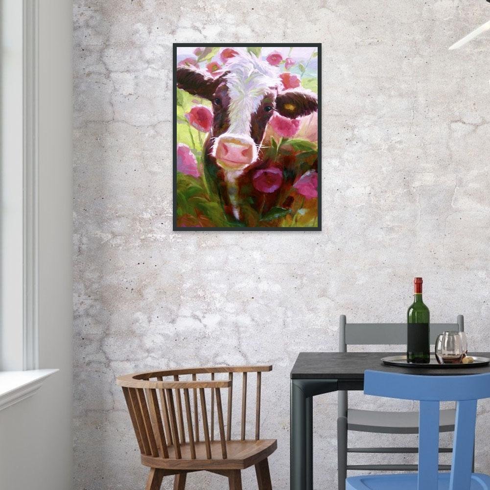 Diamond Painting - Full Round - Cow Flower