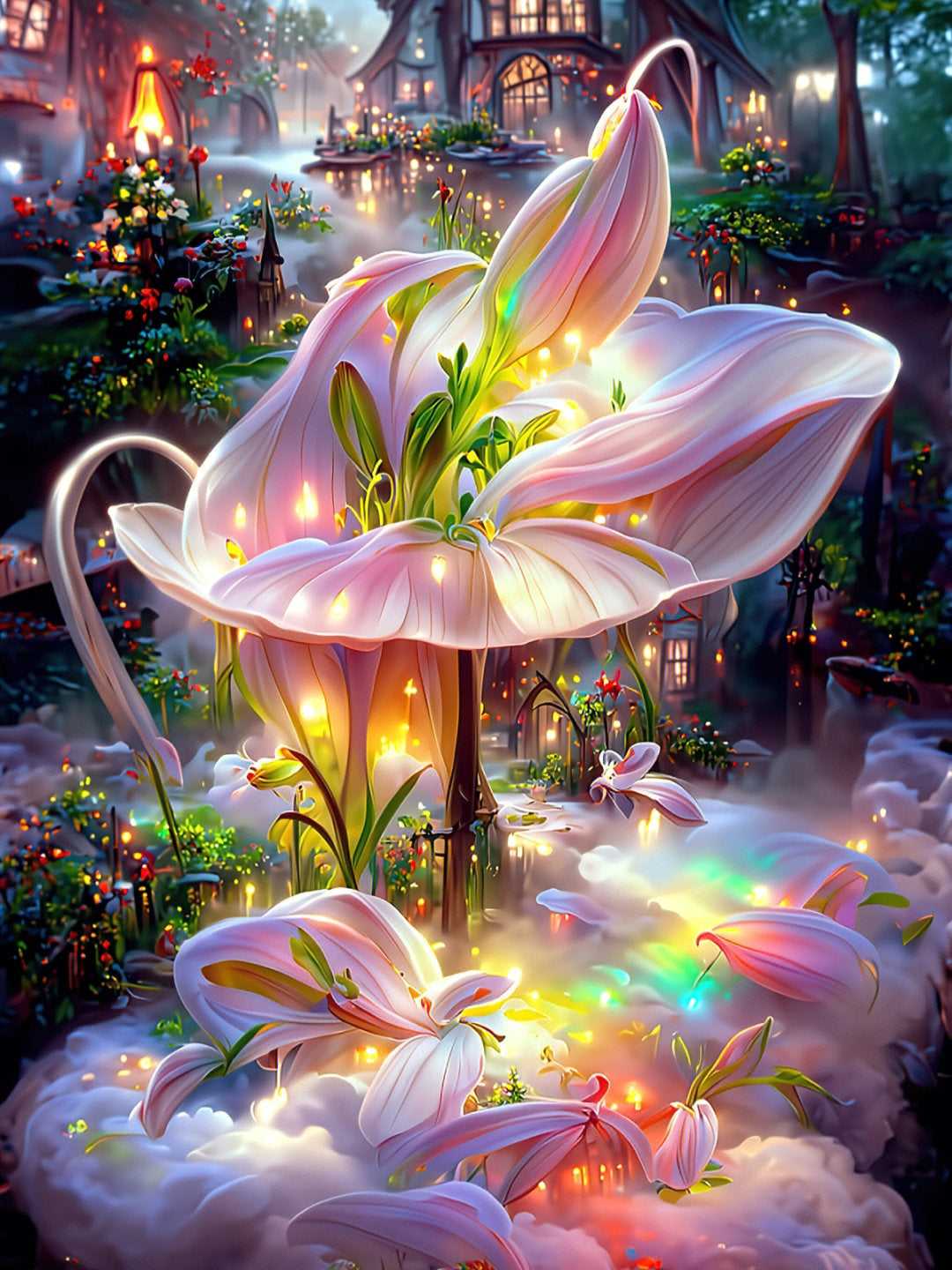 dreamlike diamond painting pink flower