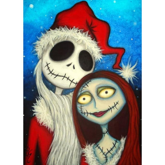 5D Diy Diamond Painting Kit Full Round Beads Christmas Skull Couple