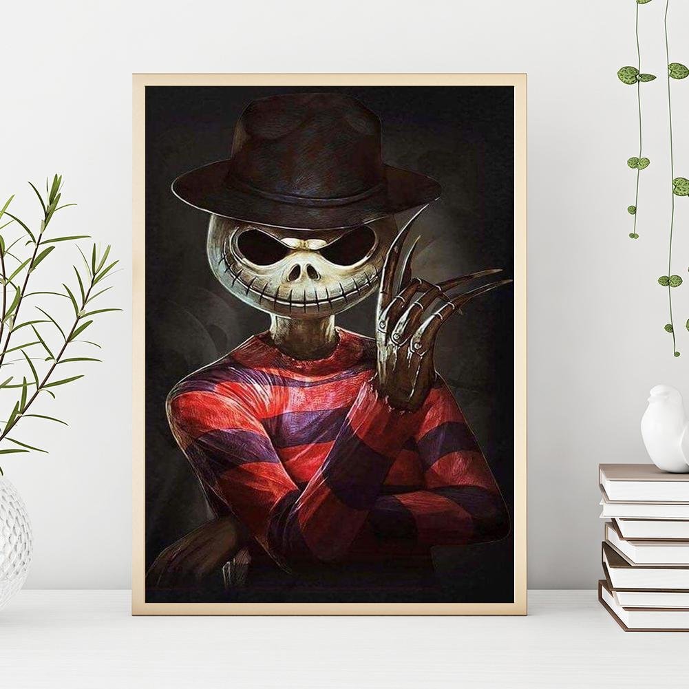 5D DIY Diamond Painting Kit - Full Round - Skull Human Cat