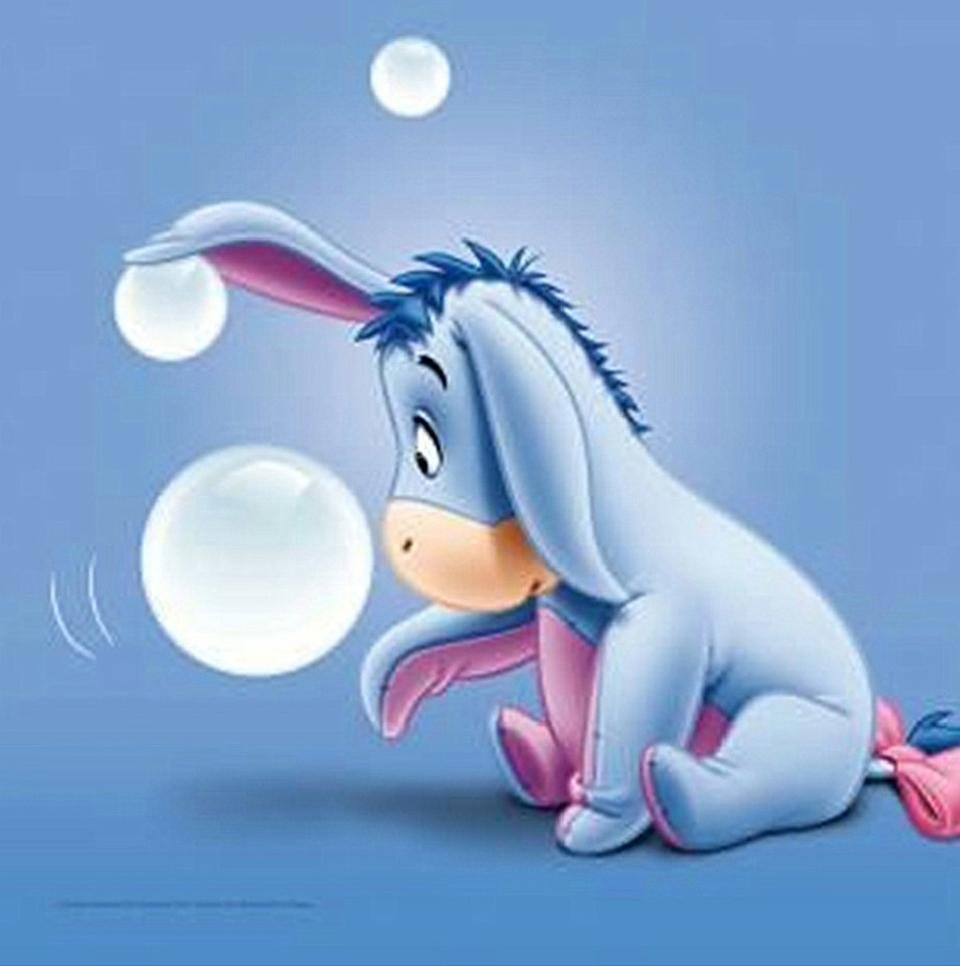 Eeyore Playing Bubbles Diamond Painting On Canvas