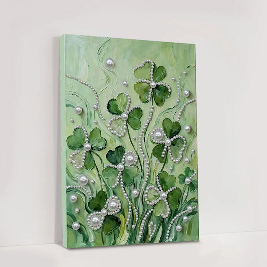 DIY Pearl Painting With Frame - Handmade Self-Adhesive Pearls - Four-Leaf Clover (30*40cm)