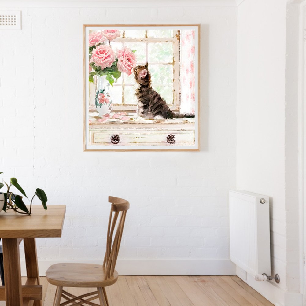 11ct Stamped Cross Stitch - Cat Flowers ( 50*55cm)