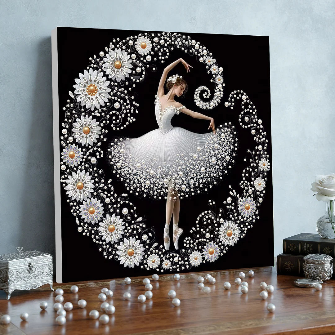 DIY Pearl Painting With Frame - Handmade Self-Adhesive Pearls - Gold Woman (30*30cm)