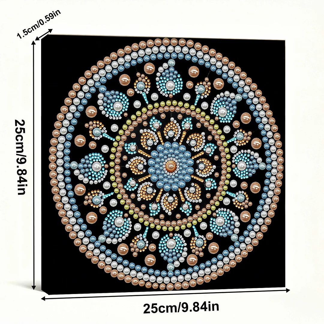 DIY Pearl Painting With Frame - Handmade Self-Adhesive Pearls - Ocean Bead Mandala (25*25cm)
