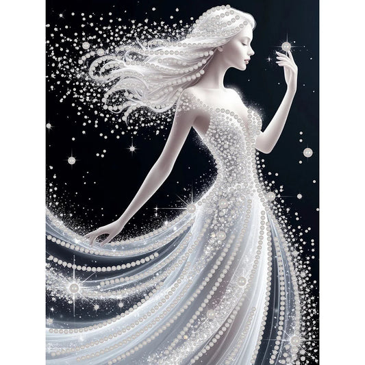 DIY Pearl Painting With Frame - Handmade Self-Adhesive Pearls - Girl (30*40cm) A