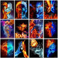 5D Full Round Square Diamond Painting With Fire & Ice Art Printing