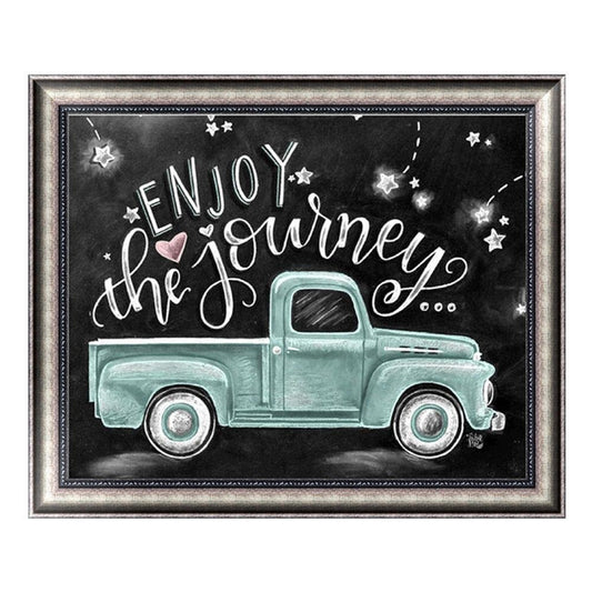 5D Diy Diamond Painting Kit Full Round Beads Blackboard Green Car