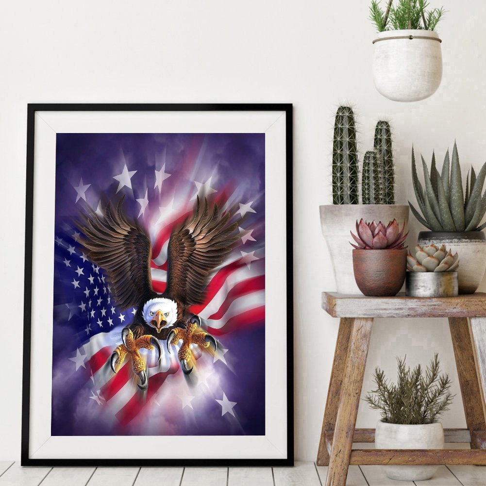 Diamond Painting - Full Round - American Flag Eagle