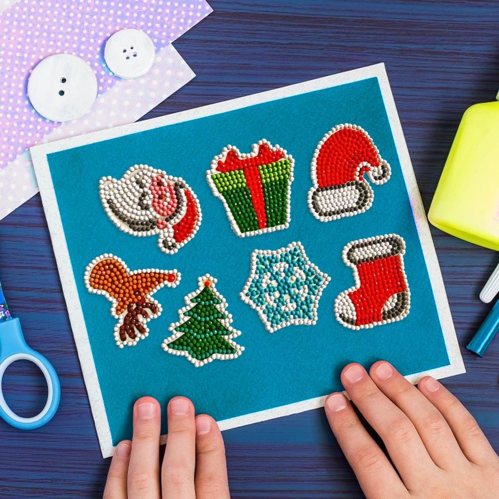 DIY Full Drill Round Diamond Painting Puzzle Stickers Christmas Decor Gifts