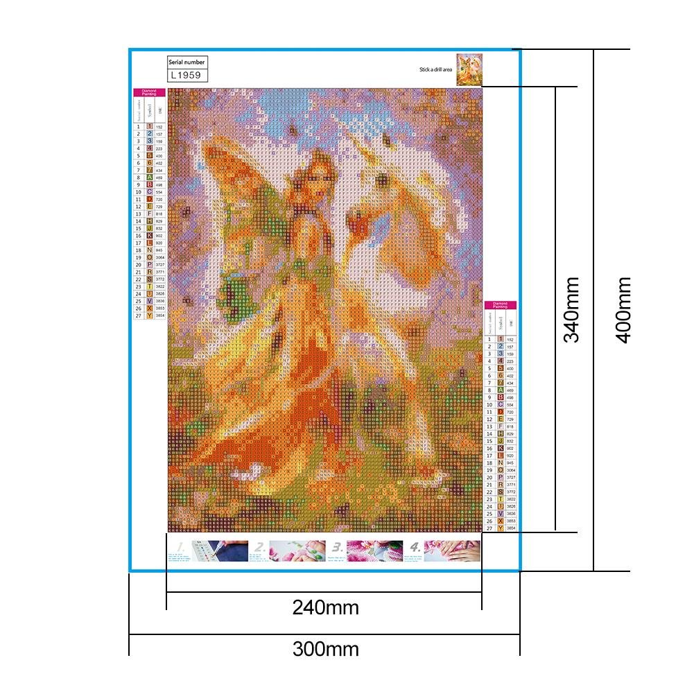 Diamond Painting - Full Round - Angel with Unicorn
