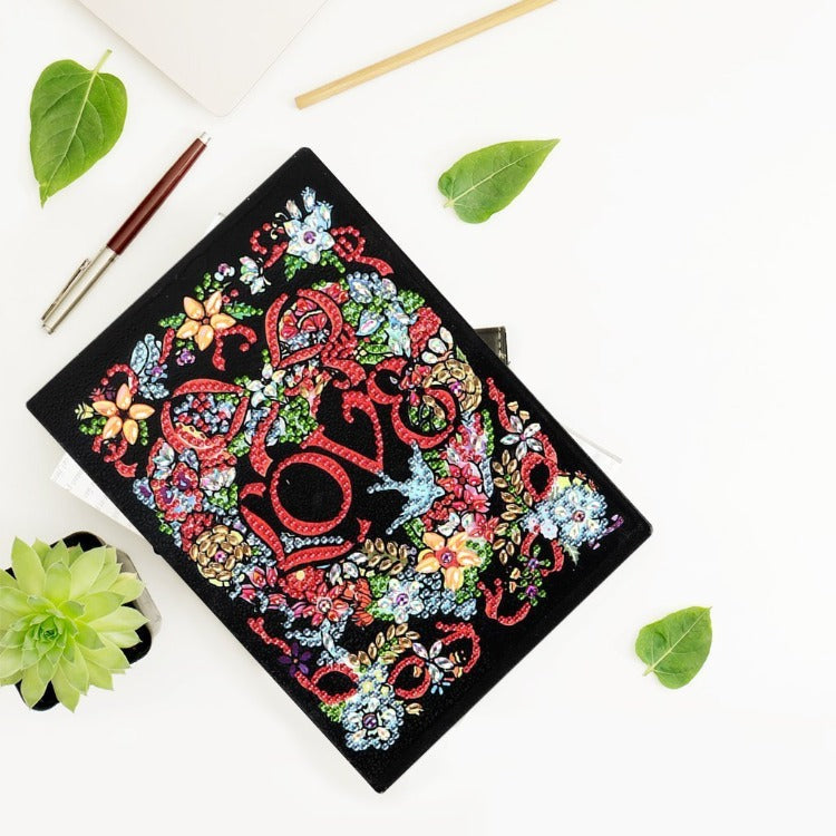 A5 5D Notebook DIY Part Special Shape Rhinestone Diary Book | LOVE【diamondpaintingsart】