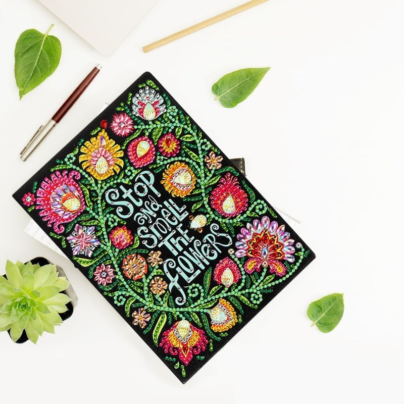 A5 5D Notebook DIY Part Special Shape Rhinestone Diary Book | Flower【diamondpaintingsart】