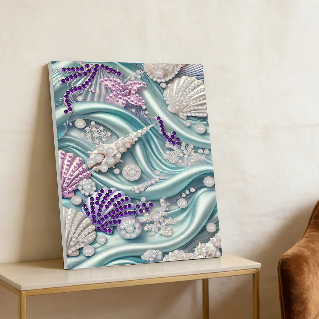 DIY Pearl Painting With Frame - Handmade Self-Adhesive Pearls - Shells(30*40cm)