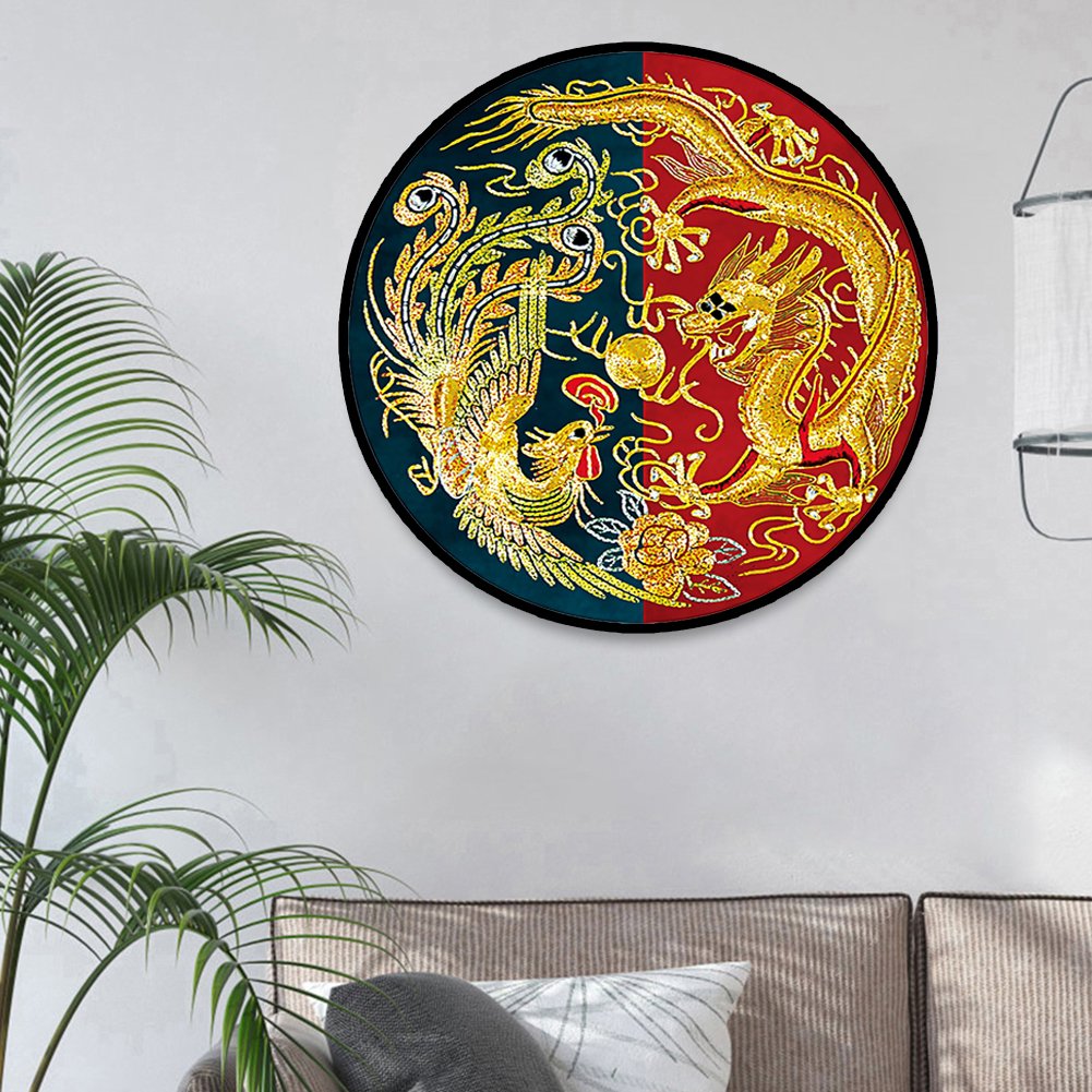11ct Stamped Cross Stitch - Dragon And Phoenix (60*60cm) A