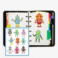 9pcs DIY Kit Color Cute Robots Self-adhesive Rhinestone Stickers Book Decor