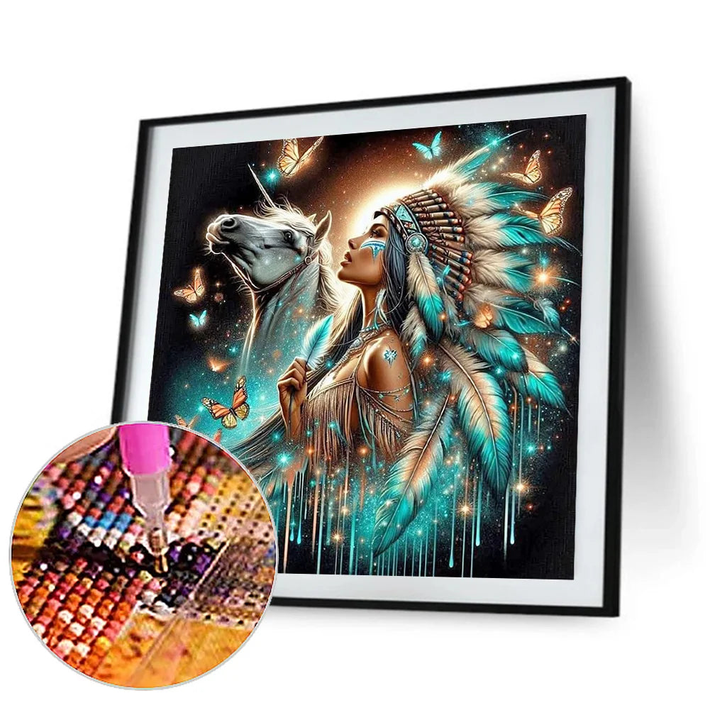 Diamond Painting - Full Round / Square - American Indian Woman