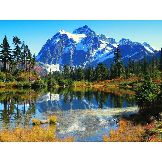 5D Diy Diamond Painting Kit Full Round Beads Lake, Mountain