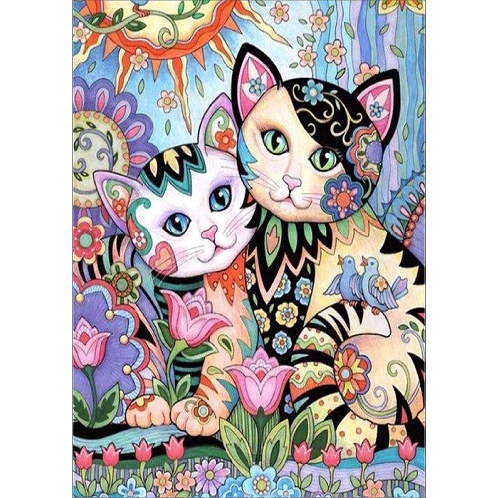 5D DIY Diamond Painting Kit Full Round Drill 2 Cats/Kittens