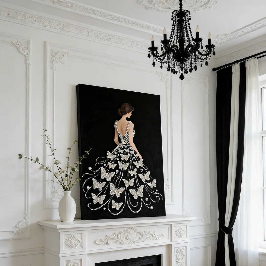 DIY Pearl Painting With Frame - Handmade Self-Adhesive Pearls - Girl (30*40cm) C