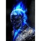 5D Diy Diamond Painting Kit Full Round Beads Blue Flame Skull