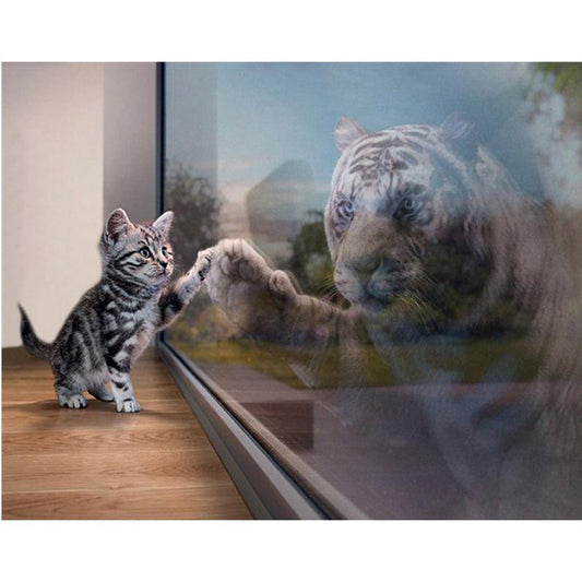 5D DIY Diamond Painting Kit Full Round Drill Novelty Cat