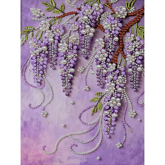 DIY Pearl Painting With Frame - Handmade Self-Adhesive Pearls - Violet (30*40cm)