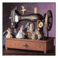 Full Round Diamond Painting Kits Rabbit Family and Sewing Machine