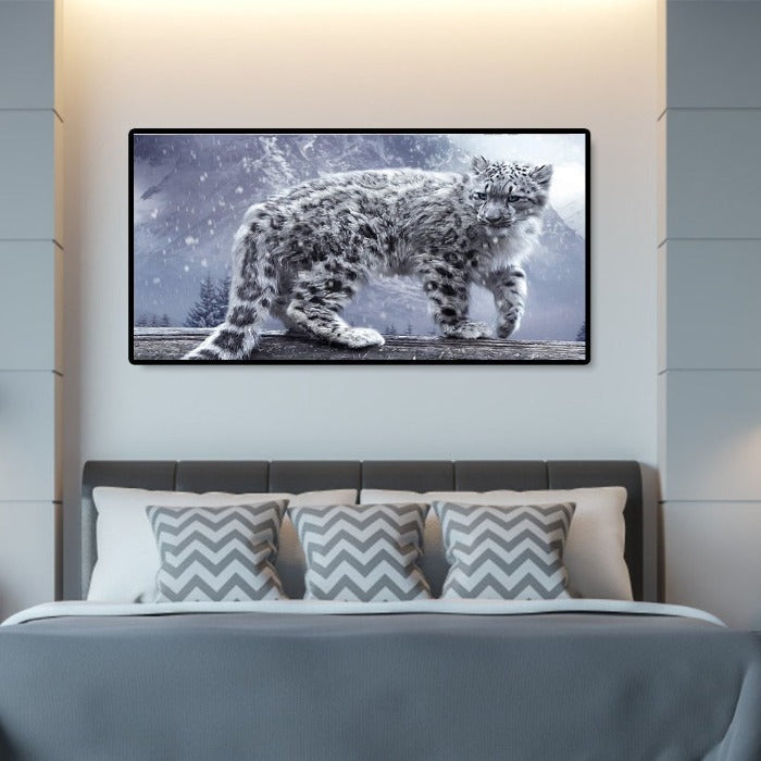 Paint By Number Kit Drawing Snow Leopard Canvas Acrylic Home Wall Decor