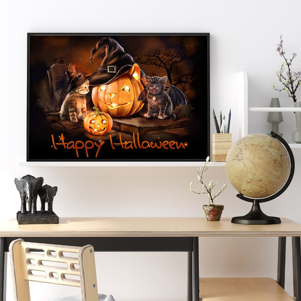 11ct Stamped Cross Stitch -Halloween Cat (40*50cm)