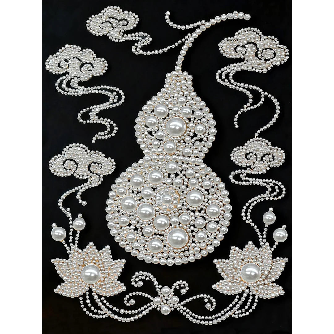 DIY Pearl Painting With Frame - Handmade Self-Adhesive Pearls - Gourd (30*40cm)