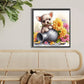 Diamond Painting - Full Round / Square - Dog With Flower Vase