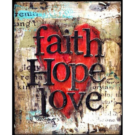 5D Diy Diamond Painting Kit Full Round Beads Faith Hope Love