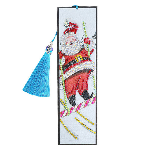 Santa Ski Diamond Painting Bookmark DIY Leather Tassel Book Marks