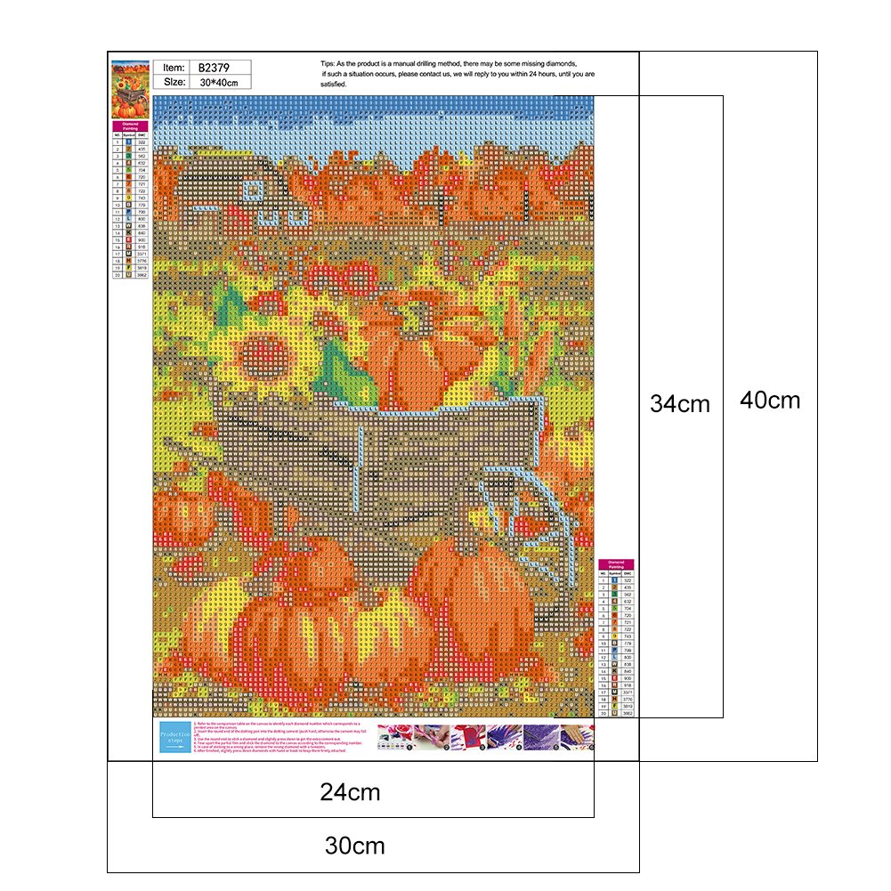 5D DIY Diamond Painting Kit - Full Round - Pumpkin D