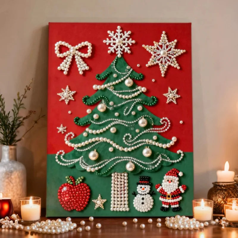 DIY Pearl Painting With Frame - Handmade Self-Adhesive Pearls - Christmas (40*50cm) B