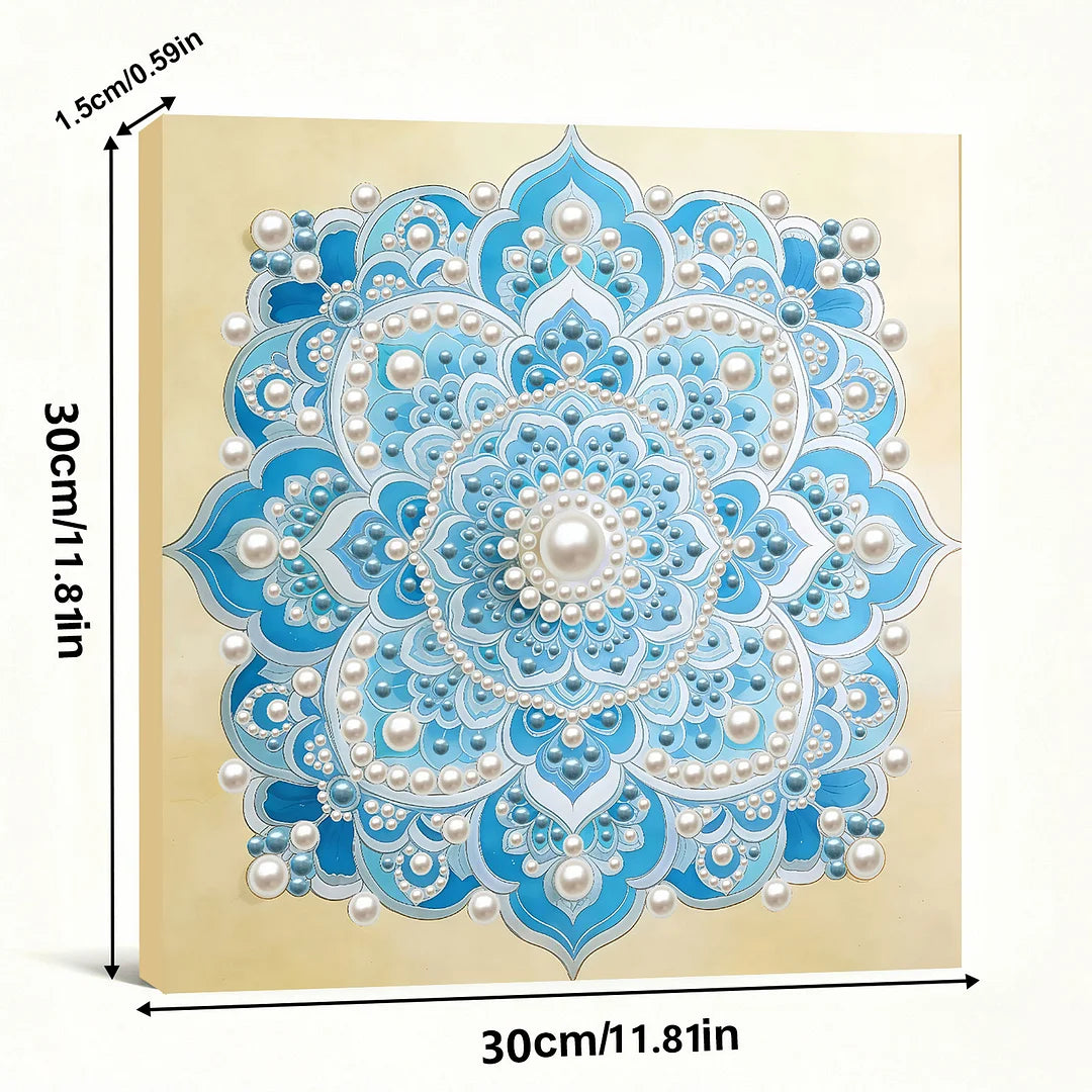 DIY Pearl Painting With Frame - Handmade Self-Adhesive Pearls - Mandala (30*30cm) D