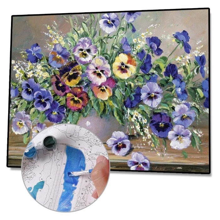 DIY Flowers Vase Hand Painted Canvas Oil Art Picture Craft Home Wall Decor