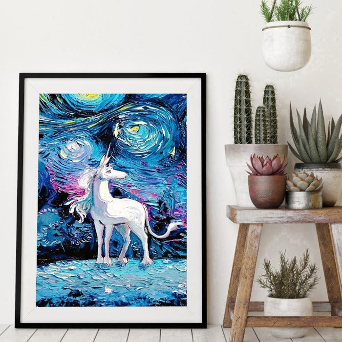 Abstract Horn Horse Hand Painted Canvas Oil Art Picture Craft Home Wall Decor