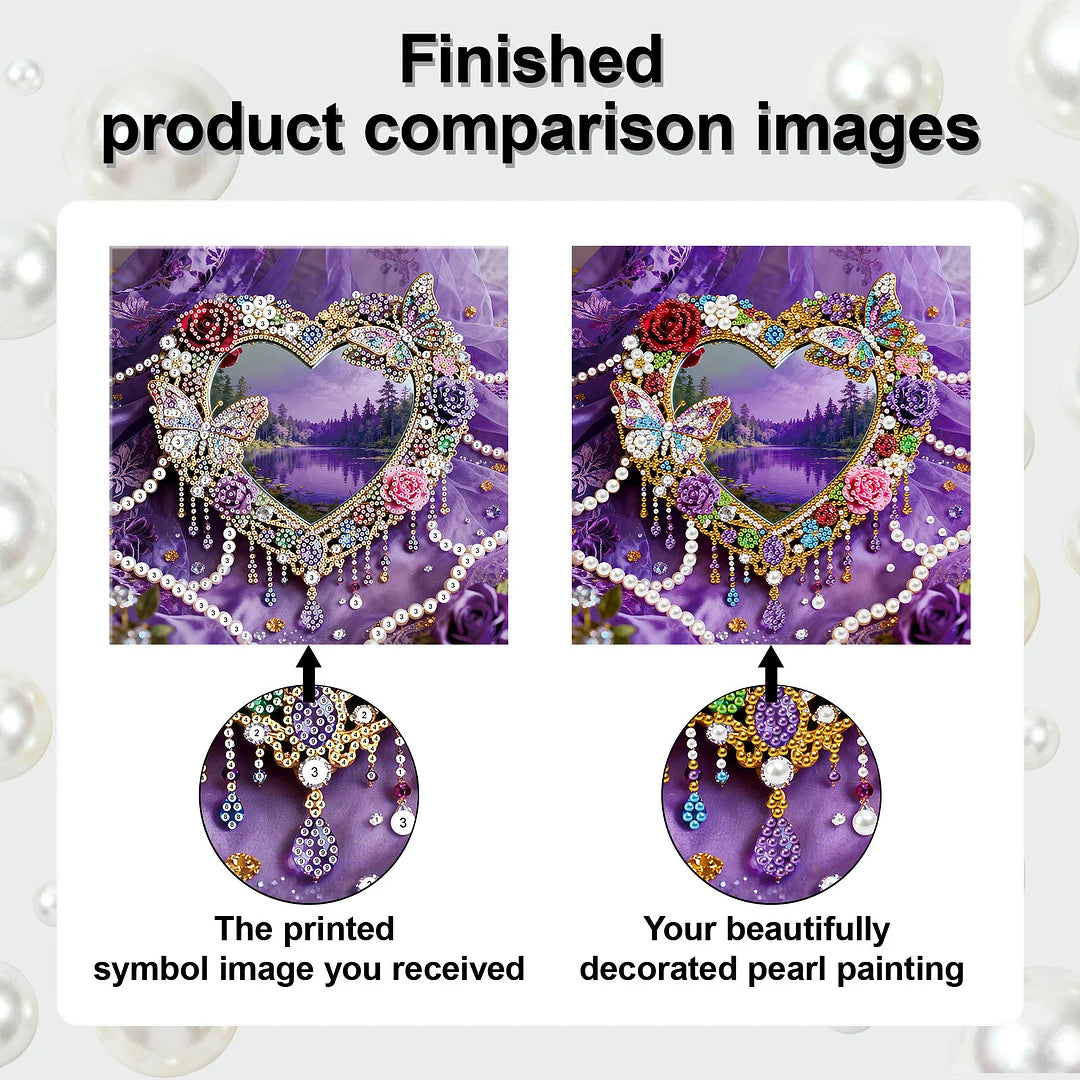 DIY Pearl Painting With Frame - Handmade Self-Adhesive Pearls - Heart (25*25cm)
