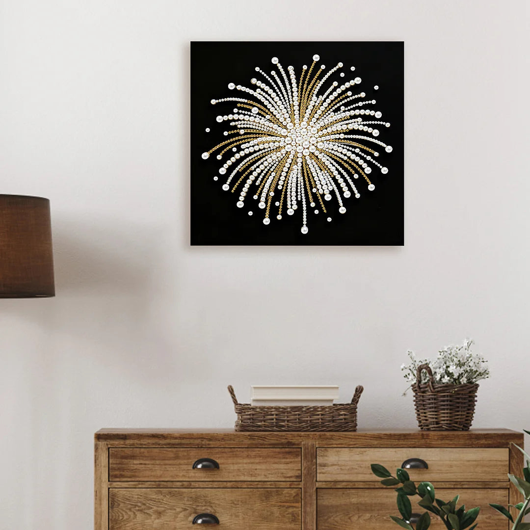 DIY Pearl Painting With Frame - Handmade Self-Adhesive Pearls - Fireworks (25*25cm)