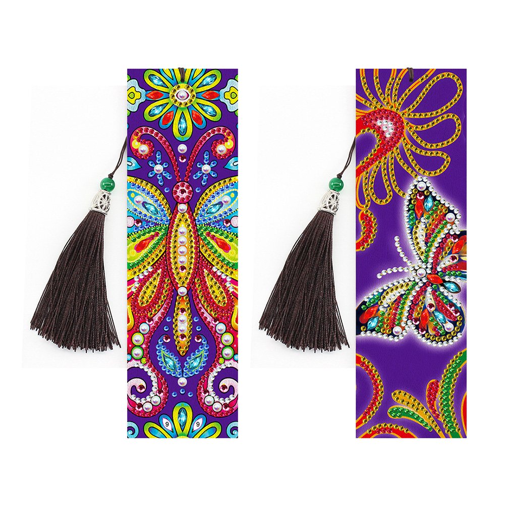 5D DIY Special Shaped Diamond Painting Leather Butterfly Tassel Book Marks