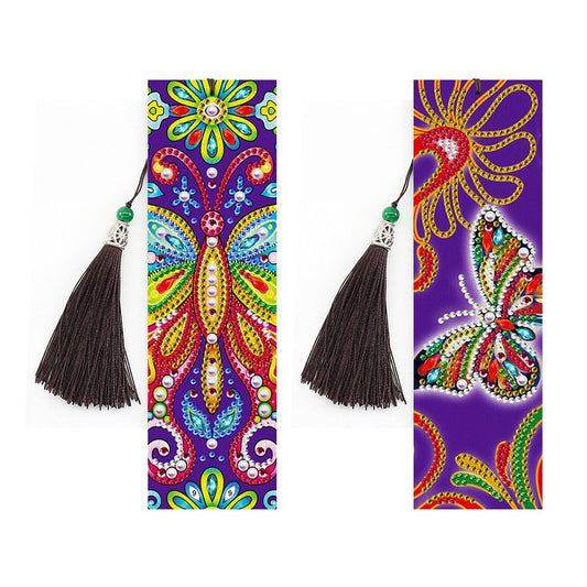 5D DIY Special Shaped Diamond Painting Leather Butterfly Tassel Book Marks